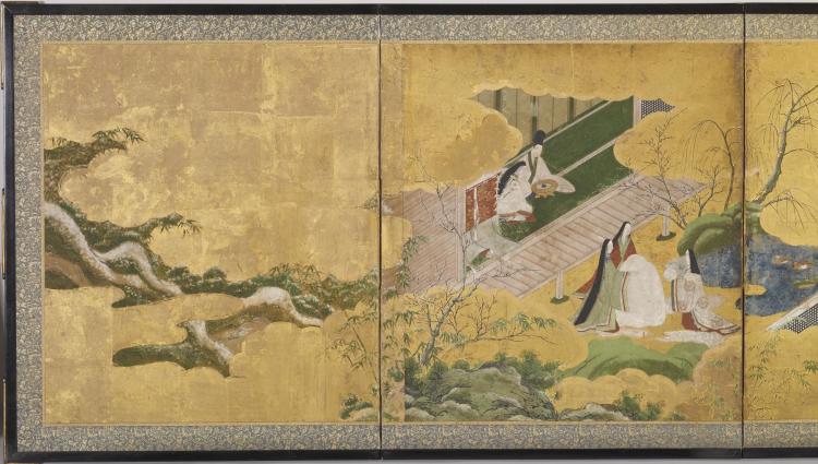 Japanese_-_Six-fold_Screen_with_Scenes_from_-The_Genji_Monogatari-_-_Walters_35210_-_Detail_A