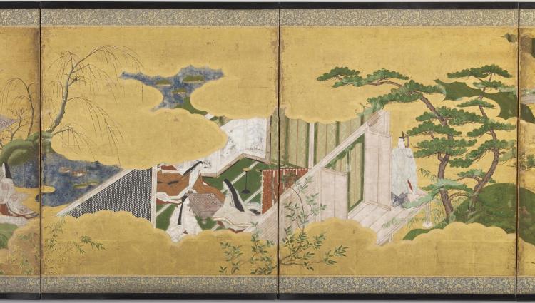 Japanese_-_Six-fold_Screen_with_Scenes_from_-The_Genji_Monogatari-_-_Walters_35210_-_Detail_B