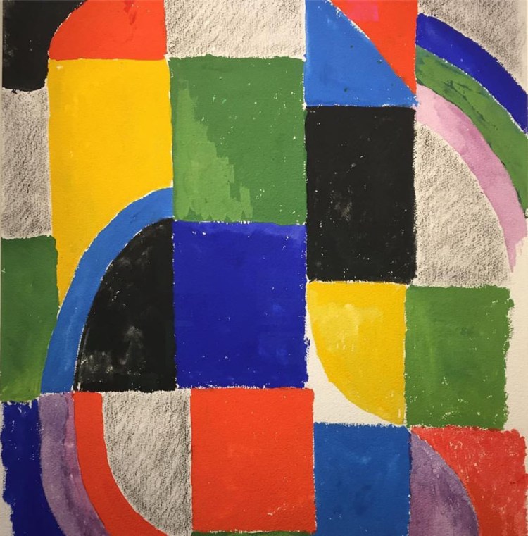 Rythme couleur n°1444, 1966, Sonia Delaunay, gouache sur papier, 75 x 56 cm, Galerie de la Présidence