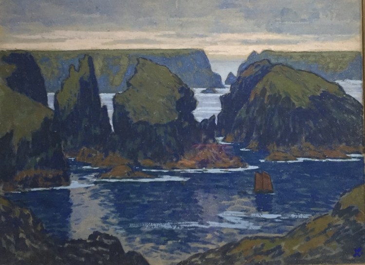 Jean-François Auburtin 1866-1930), Belle-île, Gouphar 1895, gouache sur carton, musée de Pont Aven