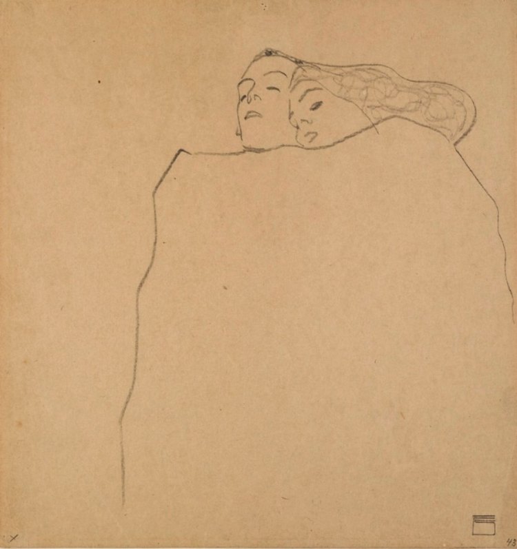 Egon Schiele Schlafendes Paar (Sleeping Couple), 1909 pencil on paper