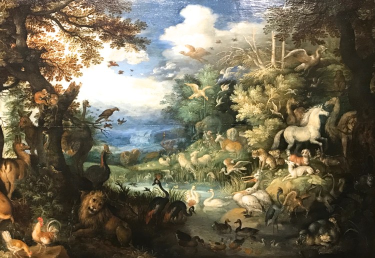 Roelandt Savery (1576?-1639) Noé remerciant Dieu d'avoir sauvé la Création, Huile sur bois, 98,5 x 523,7 cm Reims, musée des Beaux Arts