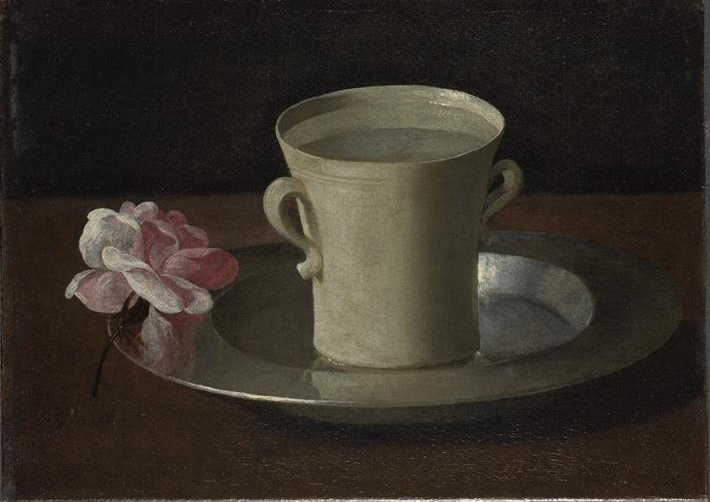 Une tasse d'eau et une rose sur un plateau d'argent Zurbaran Francisco de (1598-1664) Royaume-Uni, Londres, National Gallery