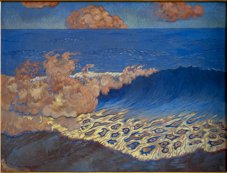 Marine bleue, effet de vagues, vers 1883, Georges Lacombe (1868-1916), détrempe, peinture sur toile, 44,5 x 64,2 cm, Rennes musée des Beaux-Arts