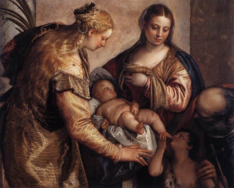 La sainte famille avec sainte Barbara, 1570, Paolo Veronese (1528-1588), huile sur toile, 86 x 122 cm, Florence, Galerie des Offices